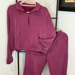 Plum Quarter-Zip Pullover and Jogger Set